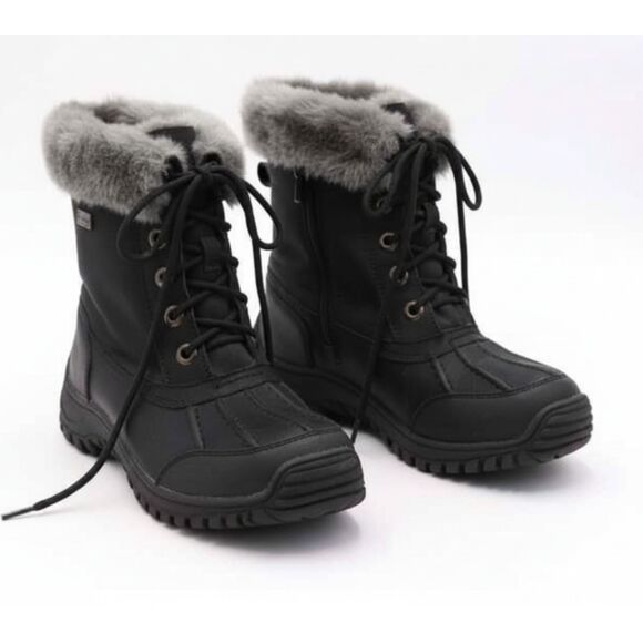 Apres by Lamo Vanessa Black Winter Boots Faux Fur Leather & Man-Made Size 7 - Picture 1 of 16